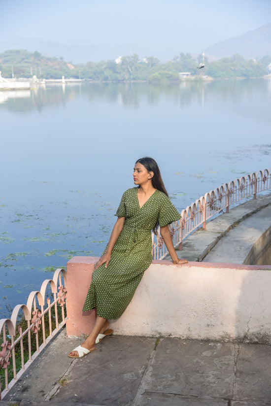 Farah Wrap Dress olive