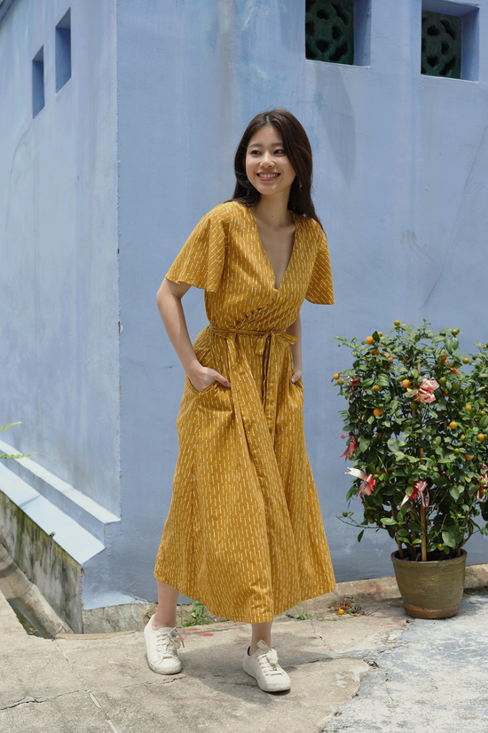 Bria Wrap Dress mustard