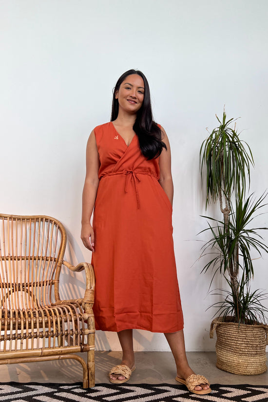 Nur Faux Wrap Dress amber
